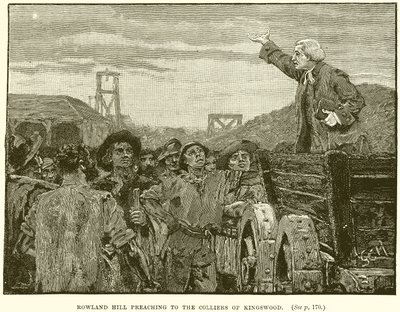Rowland Hill che predica ai minatori di Kingswood da English School
