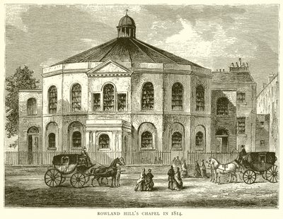 Cappella di Rowland Hill nel 1814 da English School