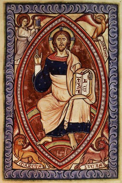 Cristo in Maestà con Simboli degli Evangelisti, dal Salterio di Westminster, c.1250 da English School