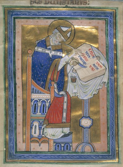 Dunstan scrive la Regola Benedettina, illustrazione dal 