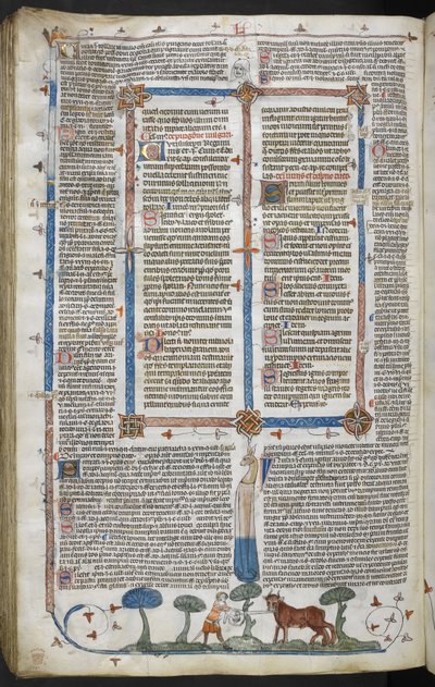 Uomo che attacca un bue, dai Decretali di Smithfield (Decretali di Gregorio IX) c.1340 da English School