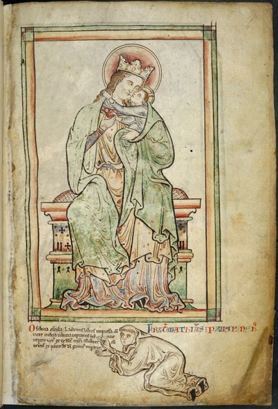 Royal 14 C. VII, f.6 Vergine e Bambino con artista, illustrazione da 