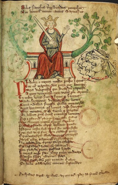 Royal 20 A. II f.8 Re Riccardo I con spada, sul suo trono, illustrazione dalla 