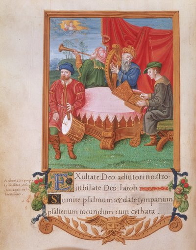 Musicisti Tudor, dal Salterio di Enrico VIII, c.1530-47 da English School