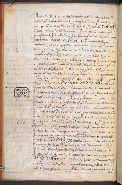 Carta reale concessa alla Royal English Merchant Adventurers Company per il commercio con l