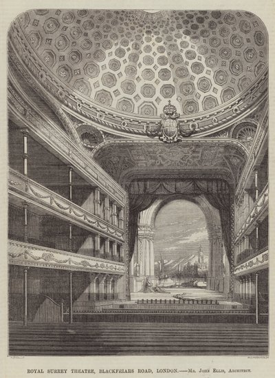 Teatro Reale del Surrey, Blackfriars Road, Londra, Architetto Mr John Ellis da English School