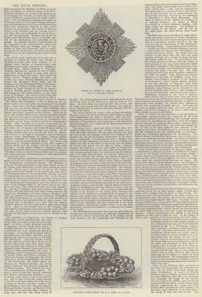 Matrimonio reale del principe Leopoldo e della principessa Helena (incisione) da English School