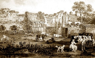 Casa padronale in rovina con mucche da mungere, c.1800 da English School