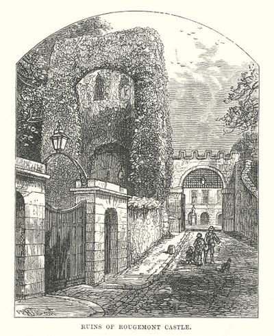 Rovine del castello di Rougemont (incisione) da English School