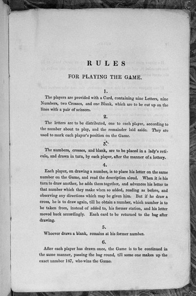 Regole per Giocare al Gioco della Bandiera Stellata o Emigranti negli Stati Uniti, c.1840 da English School