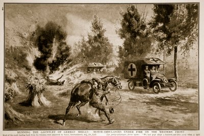 Attraversare il fuoco dei proiettili tedeschi: Ambulanze a motore sotto il fuoco sul fronte occidentale, 1914-19 da English School