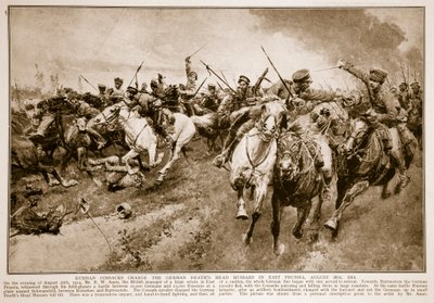 Cosacchi russi caricano gli Ussari della Morte tedeschi, 1914-19 da English School