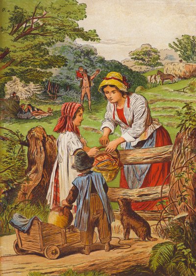 Scena rustica (litografia a colori) da English School
