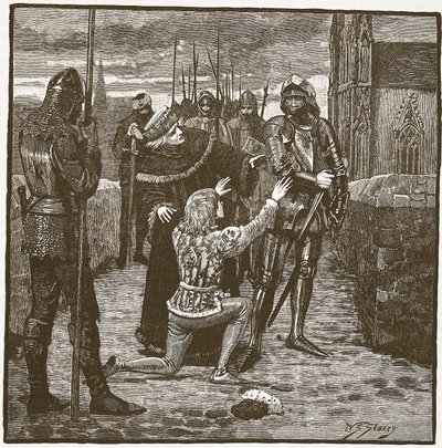 Rutland implora Clifford di risparmiargli la vita, illustrazione da Cassells Illustrated History of England da English School