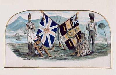 Reggimento di Rutlandshire, Nord America 1759, Nuova Zelanda 1845, c.1850 da English School