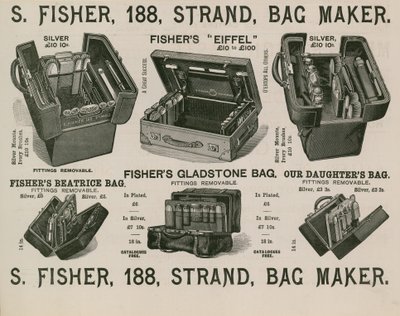 S Fisher, 188 Strand, produttore di borse da English School