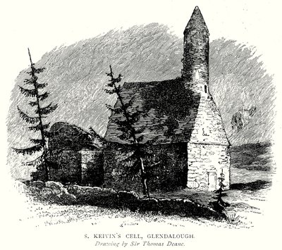 Cella di S Keivin, Glendalough (incisione) da English School