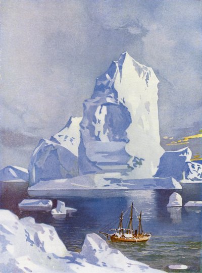 Veliero davanti a un gigantesco iceberg da English School