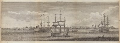 Navi a vela al largo di Arcangelo, Russia (incisione) da English School
