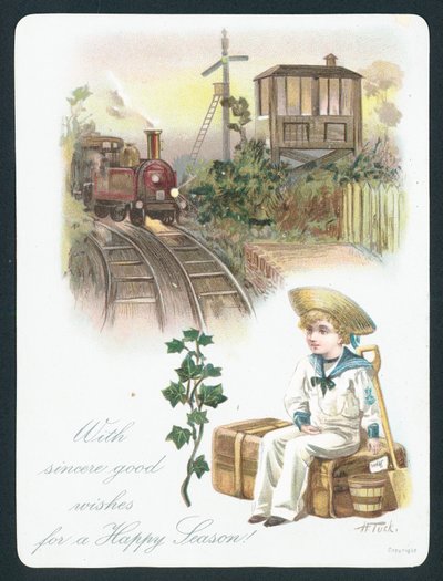 Ragazzo marinaio che aspetta il treno da English School