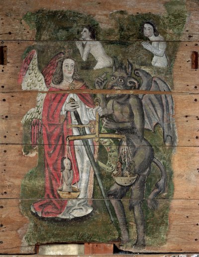 San Michele e il Diavolo, dal Wenhaston Doom, c.1500-20 da English School
