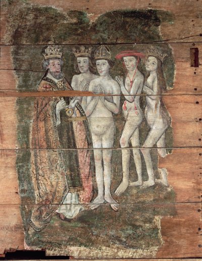 San Pietro che riceve la nobiltà, dal Wenhaston Doom, c.1500-20 da English School