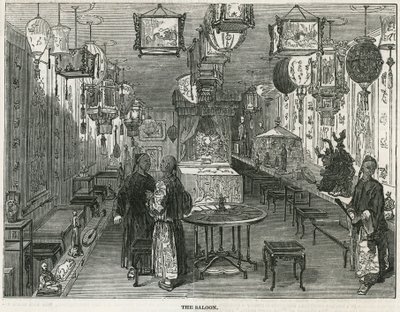 Salone della giunca cinese portata a Londra come curiosità da English School