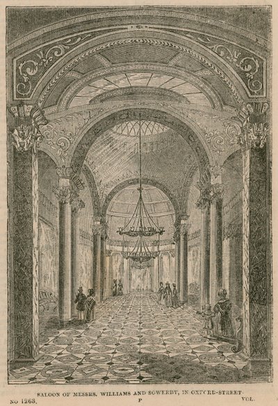 Salone di Messrs Williams e Sowerby, Oxford Street, Londra da English School