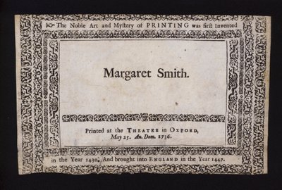 Esempio di stampa eseguita al Teatro Sheldonian, Oxford, il 25 maggio 1736 (incisione) da English School