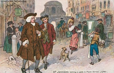 Samuel Johnson, scrittore inglese (litografia a colori) da English School