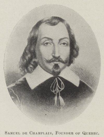Samuel de Champlain, fondatore del Quebec (litografia) da English School