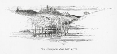 San Gimignano delle belle Torre (litho) da English School