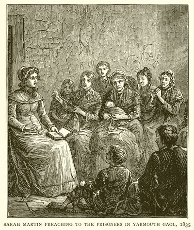 Sarah Martin predica ai prigionieri nel carcere di Yarmouth, 1835 da English School