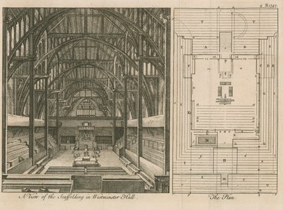Impalcature nella Westminster Hall da English School