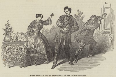Scena da "Un Giorno di Giudizio," al Lyceum Theatre (incisione) da English School
