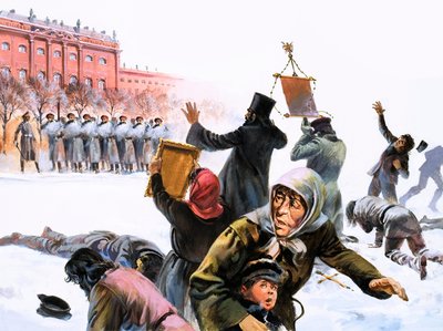 Scena dalla rivoluzione russa del 1905 da English School