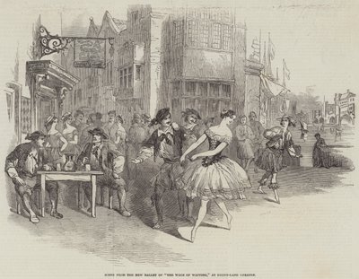 Scena dal nuovo balletto di "The Wags of Wapping," al Drury-Lane Theatre (incisione) da English School