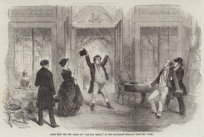Scena dal nuovo dramma "Il genio malvagio," al Teatro Haymarket (incisione) da English School