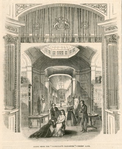 Scena della commedia La Figlia dei Patrizi, Teatro Drury Lane, Londra da English School