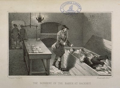 Scena della rapina di un fornaio di Hackney, c.1730 da English School