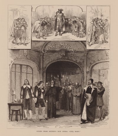 Scene della nuova opera di Gounod "Cinq Mars" (incisione) da English School