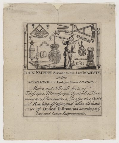 Fabbricante di strumenti scientifici, John Smith, biglietto da visita da English School