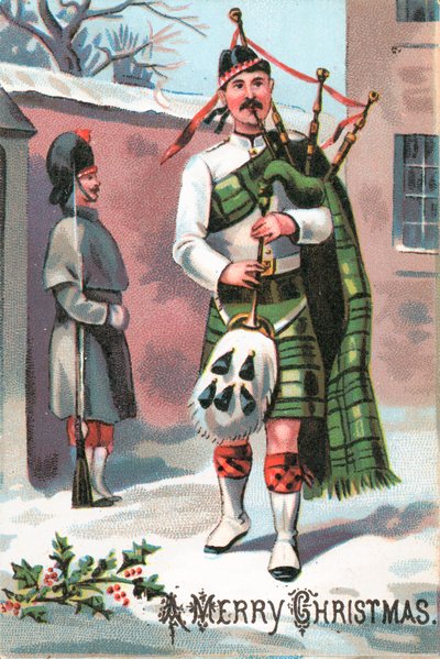 Piper scozzese, cartolina di Natale da English School