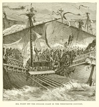 Battaglia navale al largo della costa inglese nel XIII secolo da English School