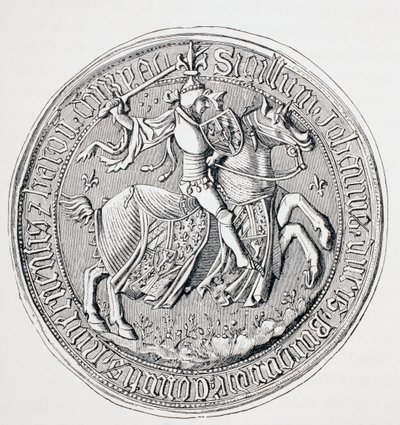 Sigillo di Giovanni II, duca di Borgogna, conte di Nevers e barone di Donzy, c.1880 da English School