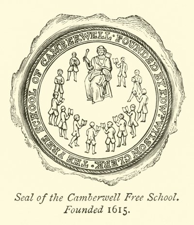 Sigillo della scuola libera di Camberwell, fondata nel 1615 da English School