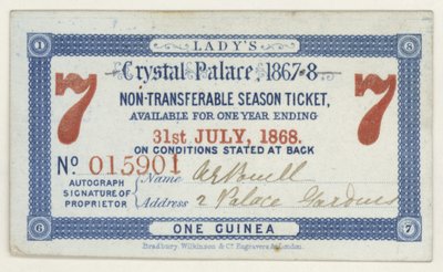 Abbonamento per il Crystal Palace, Londra, 1867-1868 da English School