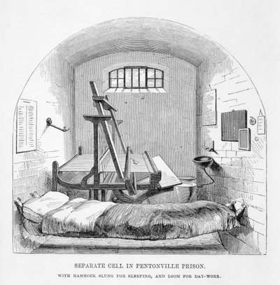 Cella separata nella prigione di Pentonville, da The Criminal Prisons of London and Scenes of Prison Life di Henry Mayhew e John Binny, 1862 da English School