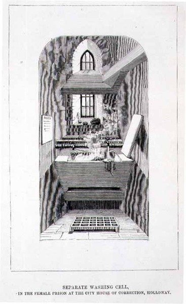 Cella di lavaggio separata nella prigione femminile alla City House of Correction, Holloway, da 