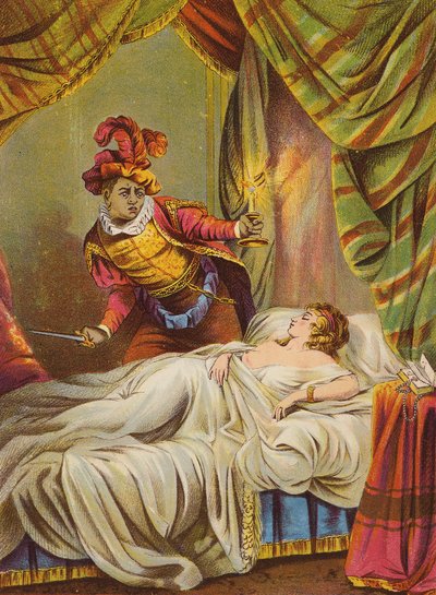 Shakespeare: Otello, Desdemona a letto, addormentata da English School